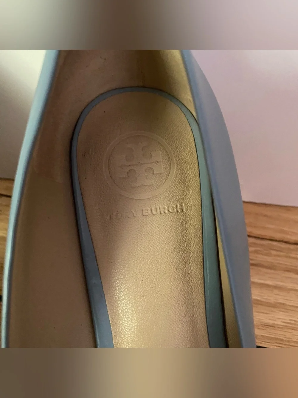 Tory Burch Pumps Womens 7.5 M Raleigh Leather Heels Logo Blue Designer Cinch Bag